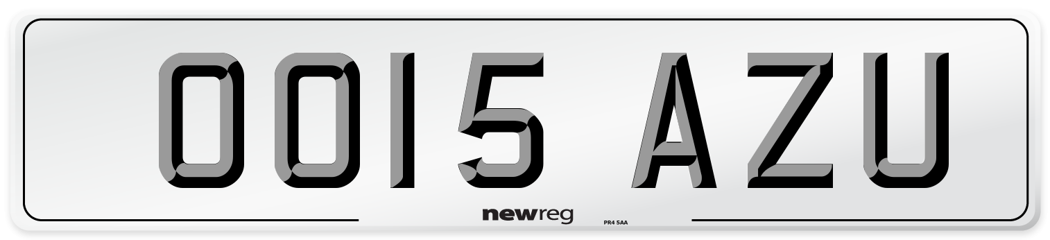 OO15 AZU Number Plate from New Reg